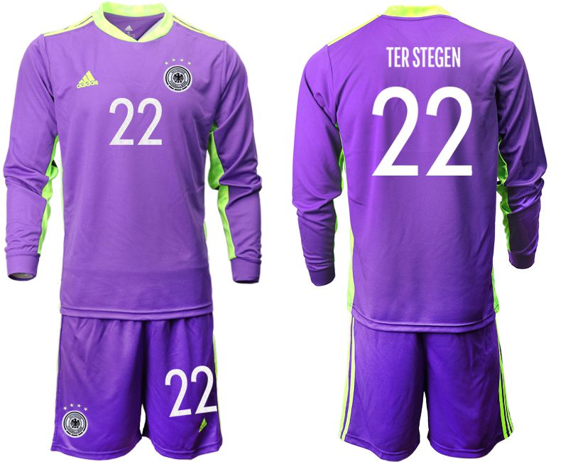 Men 2021 World Cup National Germany purple long sleeved Goalkeeper #22 Soccer Jerseys